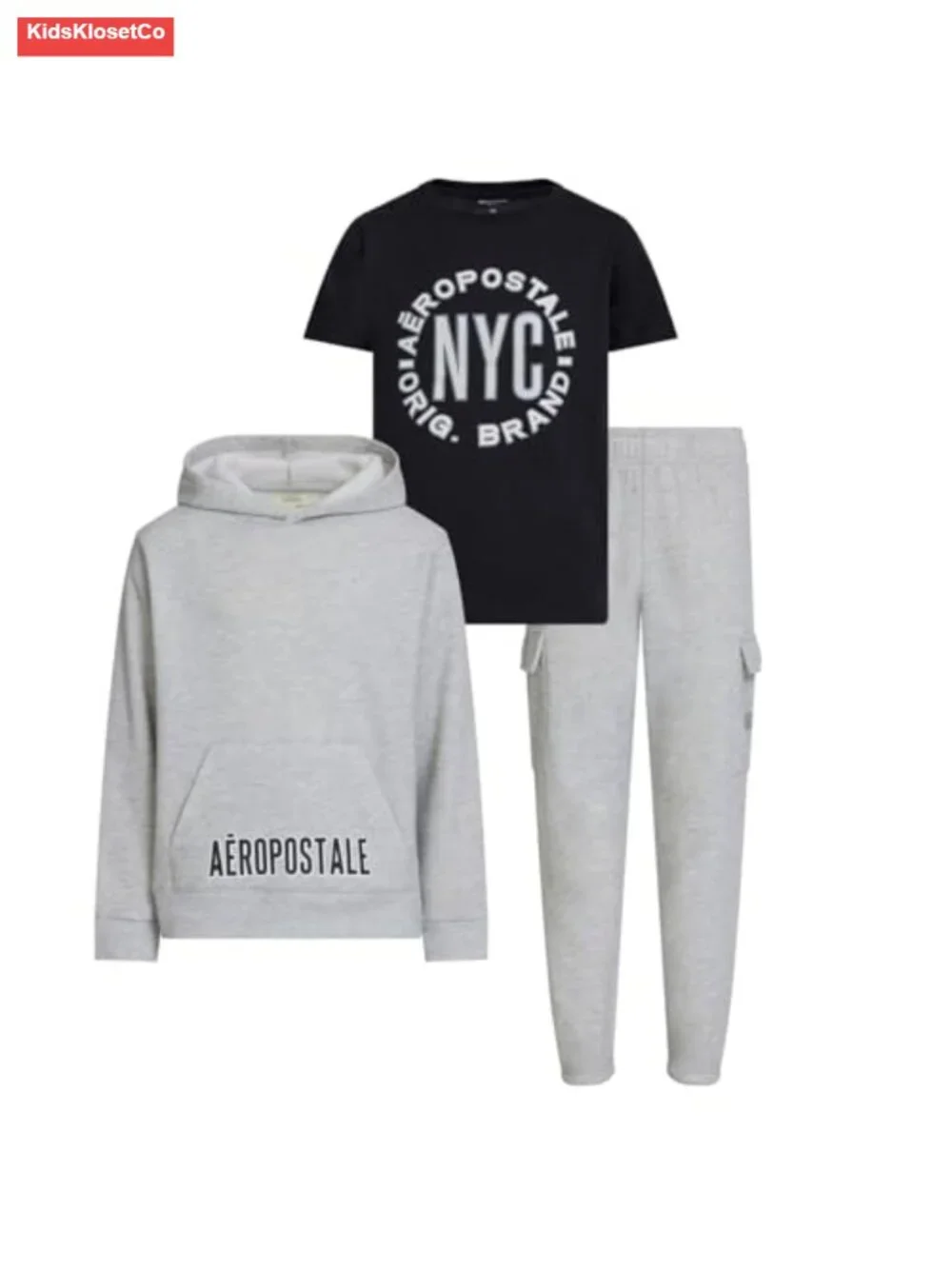 Boys 3-Piece Sweatsuit Set: Fleece Hoodie, Cargo Joggers & Tee